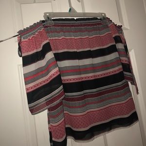 colorful off the shoulder top